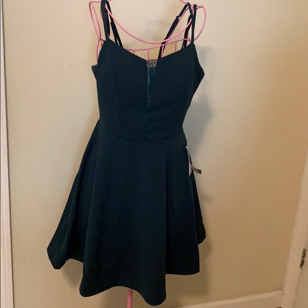 NWT Double Strap Sheer Detail Fit Flare & Dress Hunter Green